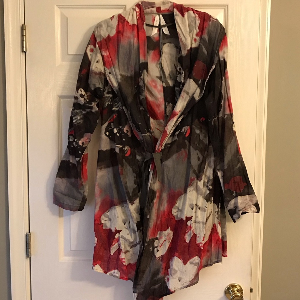 Shawl Collar Cotton Cardigan/ Tunic Watercolor